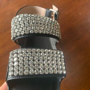 Gucci summer sandals; Authentic NWT crystal Gucci black flat sandals.  size 36.